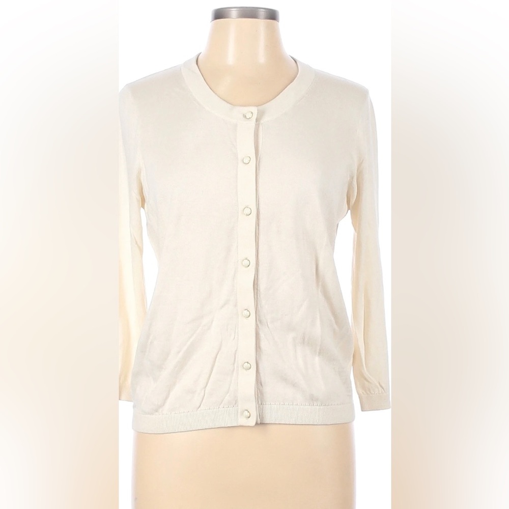 Kate Spade Sophia Cardigan Sweater Cream Natural Cotton Silk Cashmere